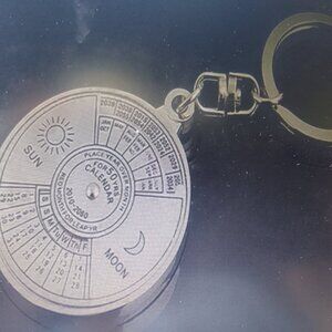 Bundle 4 red&blue &1 retro/silver/inspires-50-year-perpetual-calendar keychains